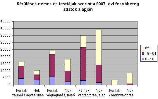 S�r�l�sek nemek �s testt�jak szerint a 2007. �vi fekv�beteg adatok alapj�n